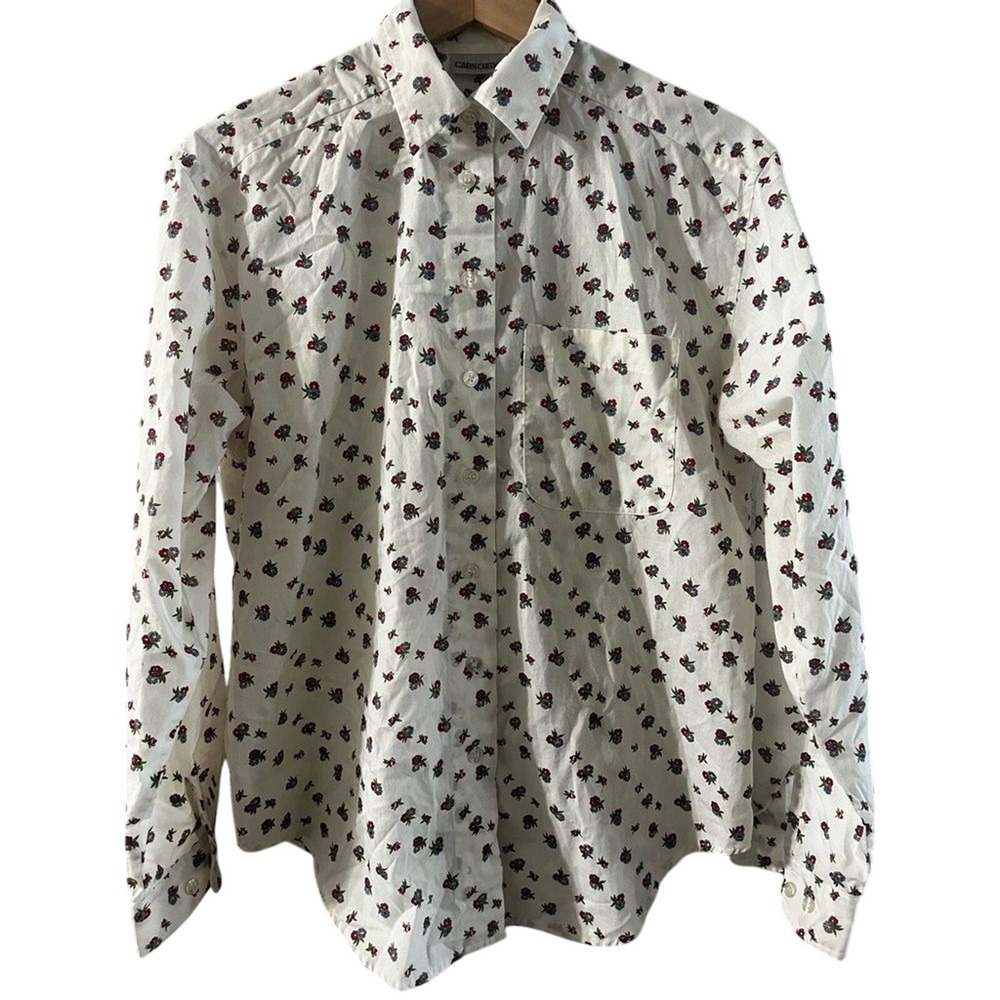 Women's Cabin Creek SZ Small Button Up White Floral Collared  Blouse Cottagcore‎